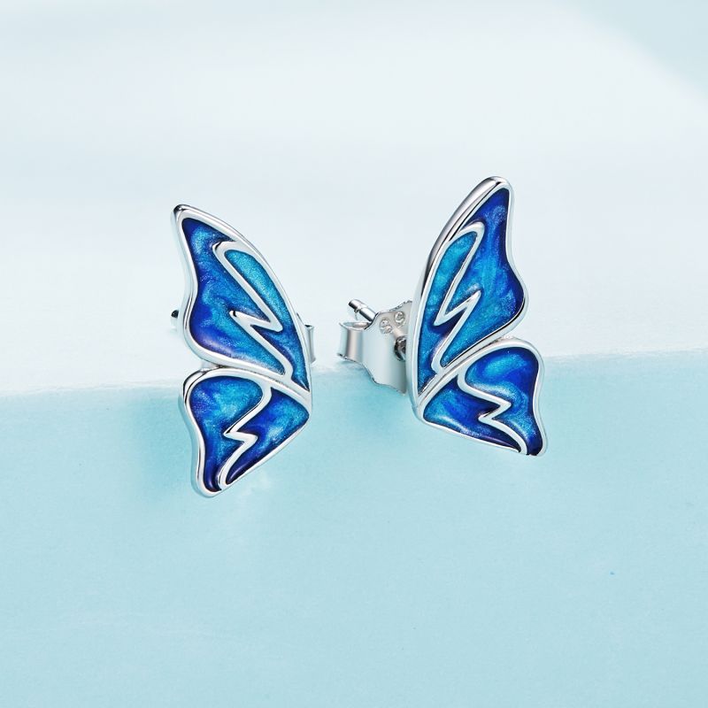 1 Pair Cute Sweet Pumpkin Cat Butterfly Sterling Silver Ear Studs