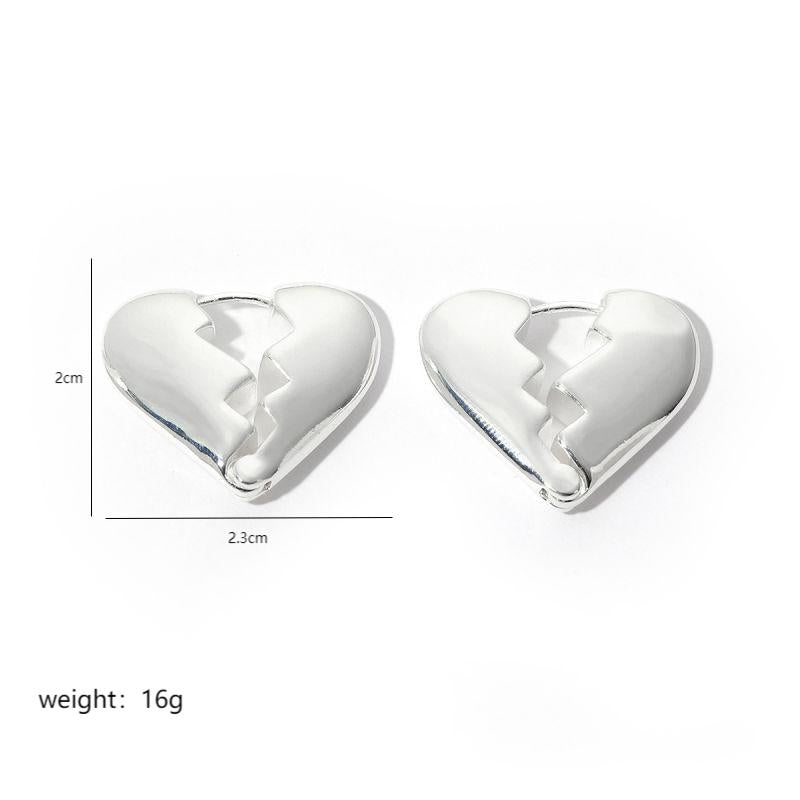 1 Pair Simple Style Heart Shape Plating Copper 18k Gold Plated White Gold Plated Earrings