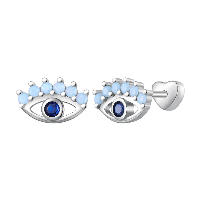 1 Pair Elegant Lady Devil's Eye Inlay Sterling Silver Zircon Ear Cuffs