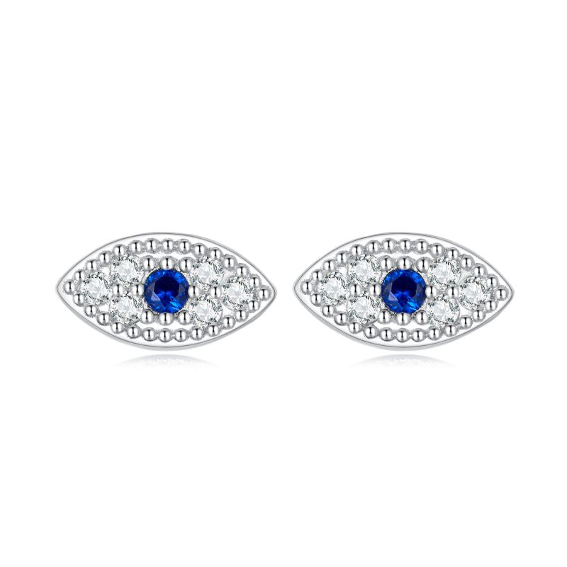 1 Pair Elegant Lady Devil's Eye Inlay Sterling Silver Zircon Ear Cuffs