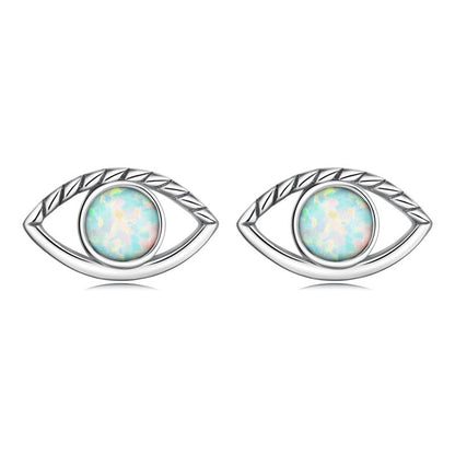 1 Pair Elegant Lady Devil's Eye Inlay Sterling Silver Zircon Ear Cuffs