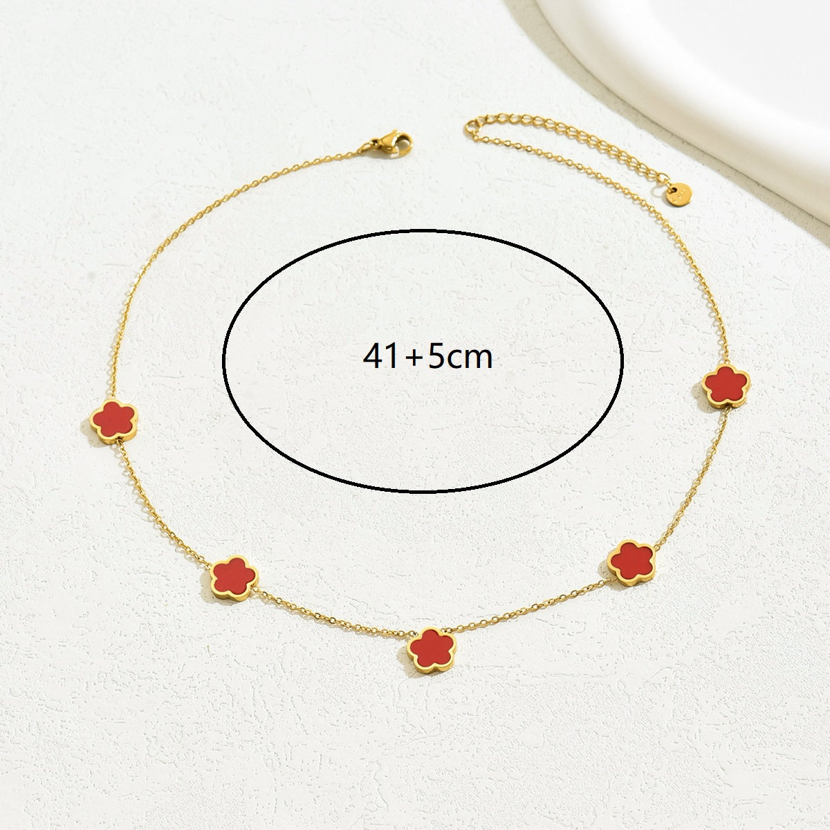 Ig Style Commute Flower Stainless Steel Plating Inlay Shell 18k Gold Plated Necklace