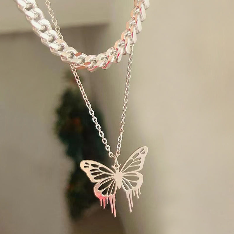 Vintage Style Ethnic Style Classic Style Butterfly Alloy Hollow Out Women's Double Layer Necklaces