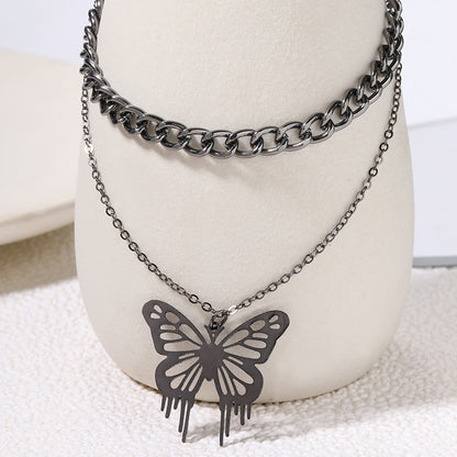 Vintage Style Ethnic Style Classic Style Butterfly Alloy Hollow Out Women's Double Layer Necklaces