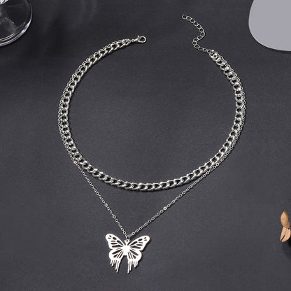 Vintage Style Ethnic Style Classic Style Butterfly Alloy Hollow Out Women's Double Layer Necklaces