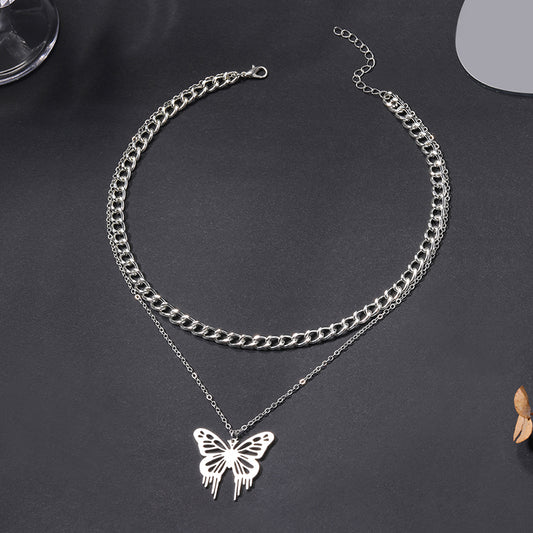 Vintage Style Ethnic Style Classic Style Butterfly Alloy Hollow Out Women's Double Layer Necklaces