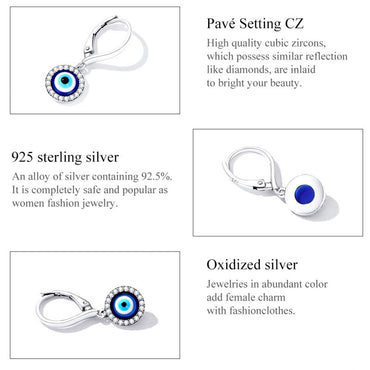 1 Pair Romantic Simple Style Devil's Eye Inlay Sterling Silver Zircon Earrings