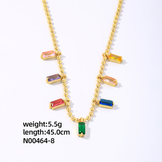 Casual Simple Style Shiny Colorful Copper Plating Inlay Zircon Gold Plated Necklace