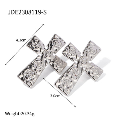 1 Pair Retro Cross Plating Stainless Steel 18k Gold Plated Ear Studs