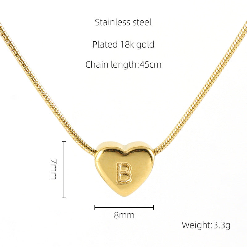 Lady Letter Heart Shape Stainless Steel Titanium Steel Plating Titanium Steel Necklace