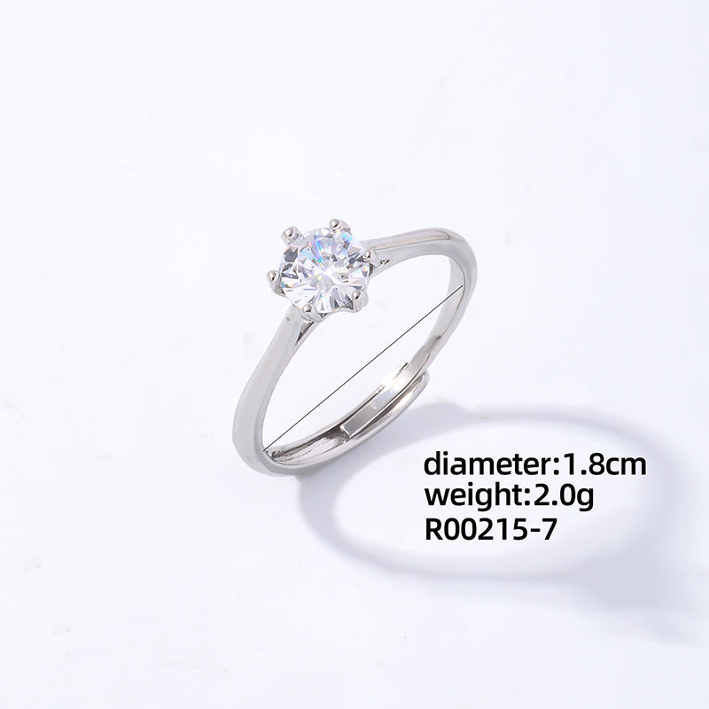 Luxurious Simple Style Shiny Square Eye Copper Plating Inlay Zircon White Gold Plated Open Rings