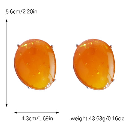 1 Pair Elegant Streetwear Commute Oval Irregular Transparent Resin Ear Studs