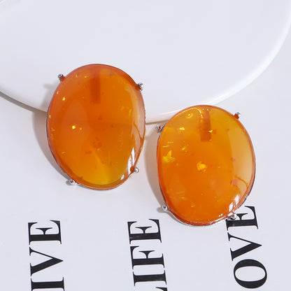 1 Pair Elegant Streetwear Commute Oval Irregular Transparent Resin Ear Studs