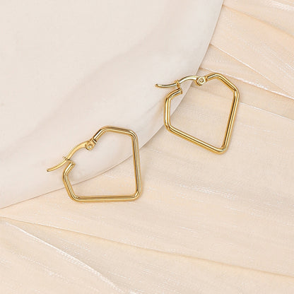 1 Pair Simple Style Star Heart Shape Plating Stainless Steel Gold Plated Hoop Earrings