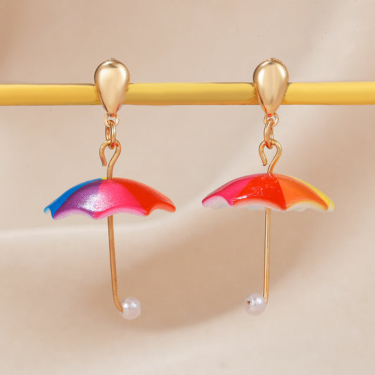 1 Pair Sweet Umbrella Stamping Arylic Drop Earrings
