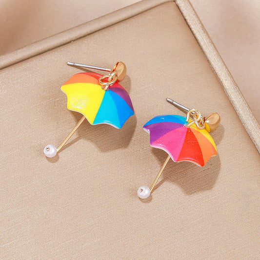 1 Pair Casual Hawaiian Vacation Heart Shape Umbrella Resin Drop Earrings