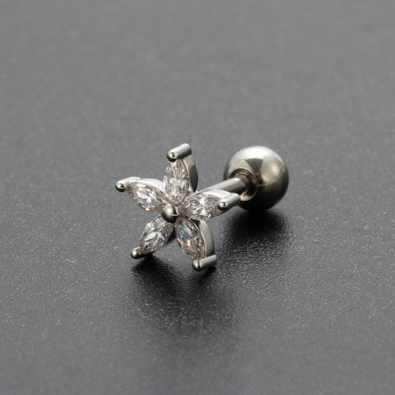 1 Piece Ear Cartilage Rings & Studs Fashion Star Heart Shape 316 Stainless Steel  Copper Plating Inlay Zircon