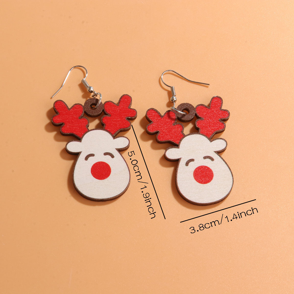 1 Pair Cute Sweet Artistic Santa Claus Tree Snowman Stainless Steel Wood Drop Earrings