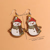 1 Pair Cute Sweet Artistic Santa Claus Tree Snowman Stainless Steel Wood Drop Earrings