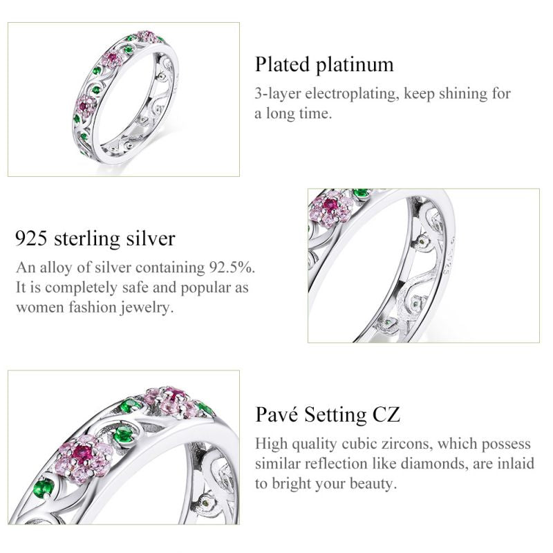 Casual Streetwear Flower Sterling Silver Inlay Zircon Rings