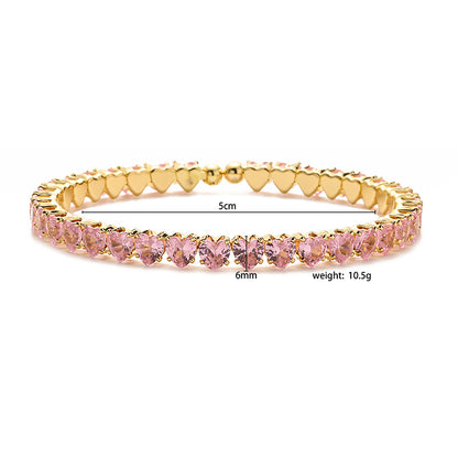 Lady Heart Shape Copper Plating Inlay Zircon 18k Gold Plated Bracelets Necklace