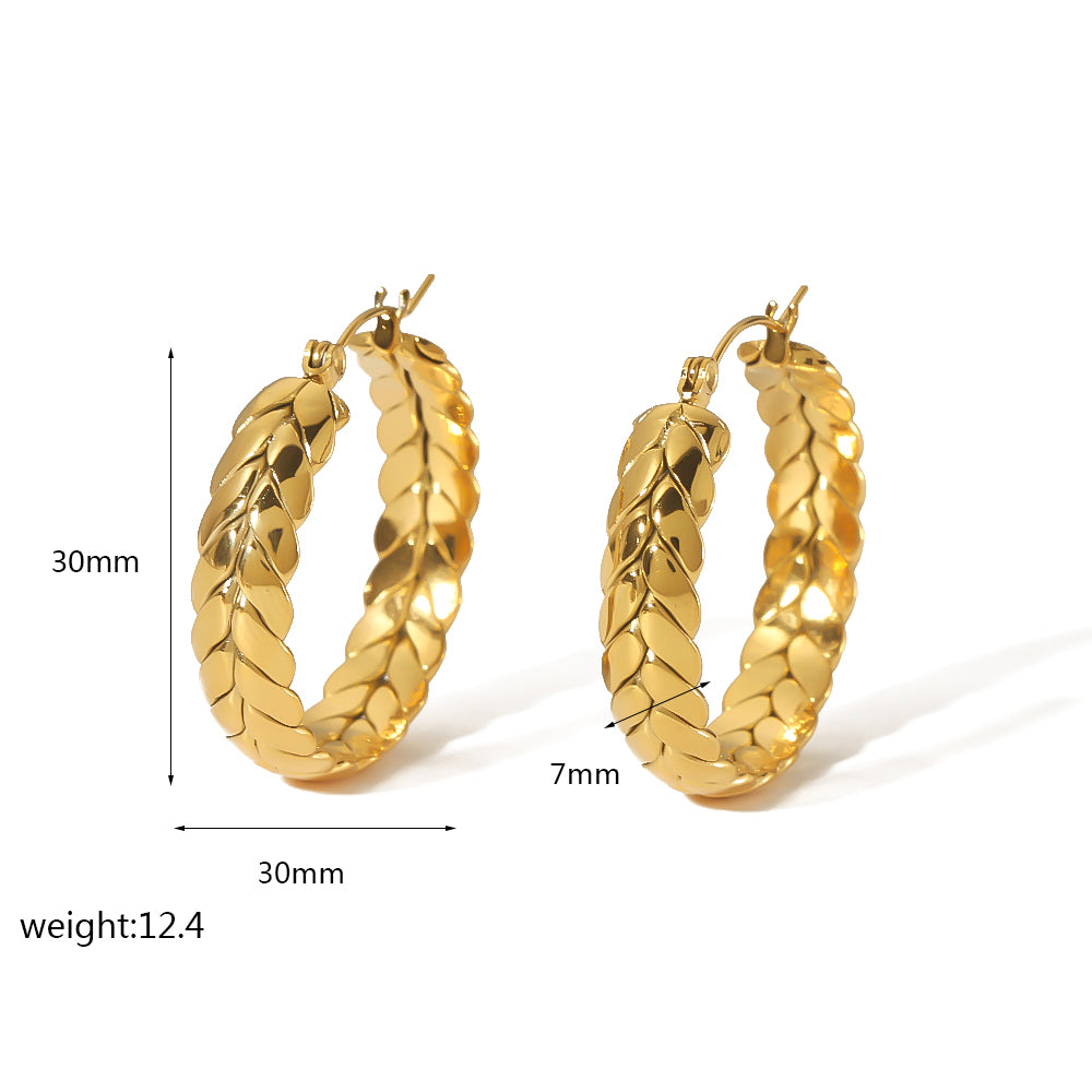 1 Pair Commute Round Polishing Plating Stainless Steel 18k Gold Plated Hoop Earrings