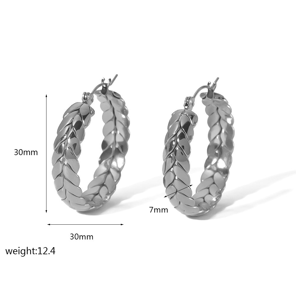 1 Pair Commute Round Polishing Plating Stainless Steel 18k Gold Plated Hoop Earrings