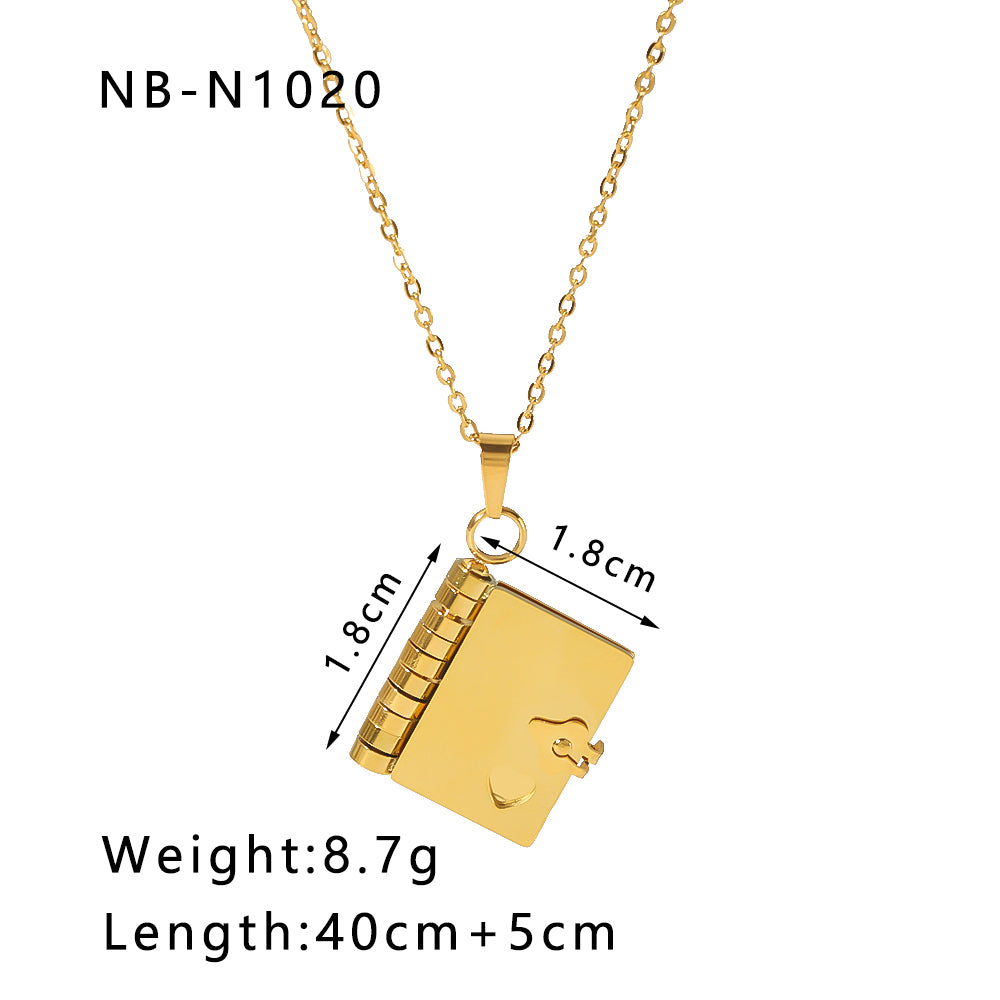 Ig Style Simple Style Artistic Envelope Heart Shape Stainless Steel Titanium Steel Plating Hollow Out Inlay Rhinestones Zircon 18k Gold Plated Gold Plated Silver Plated Pendant Necklace