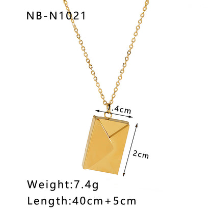 Ig Style Simple Style Artistic Envelope Heart Shape Stainless Steel Titanium Steel Plating Hollow Out Inlay Rhinestones Zircon 18k Gold Plated Gold Plated Silver Plated Pendant Necklace