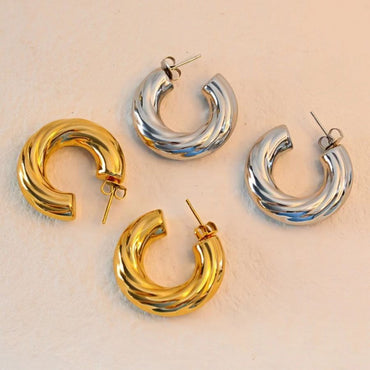 1 Pair Elegant Simple Style Solid Color Plating Stainless Steel 18k Gold Plated Earrings