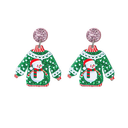 1 Pair Fashion Christmas Tree Santa Claus Arylic No Inlaid Earrings