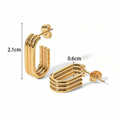 1 Pair Lady Simple Style Geometric Plating Stainless Steel Titanium Steel 18k Gold Plated Earrings