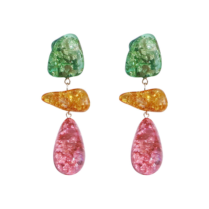 Wholesale Jewelry Romantic Commute Shiny Irregular Water Droplets Resin Layered Transparent Drop Earrings