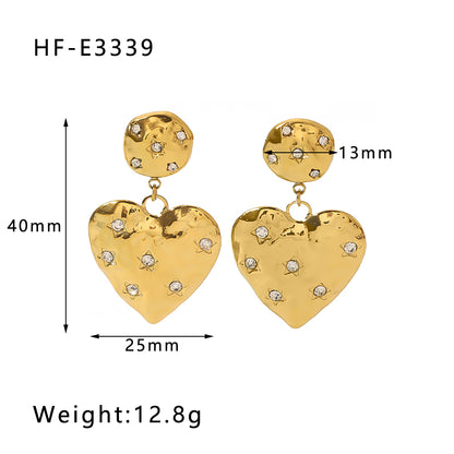 1 Pair Hip-hop Vintage Style Classic Style Leaves Heart Shape Flower Tassel Plating Inlay Stainless Steel Zircon 18k Gold Plated Earrings