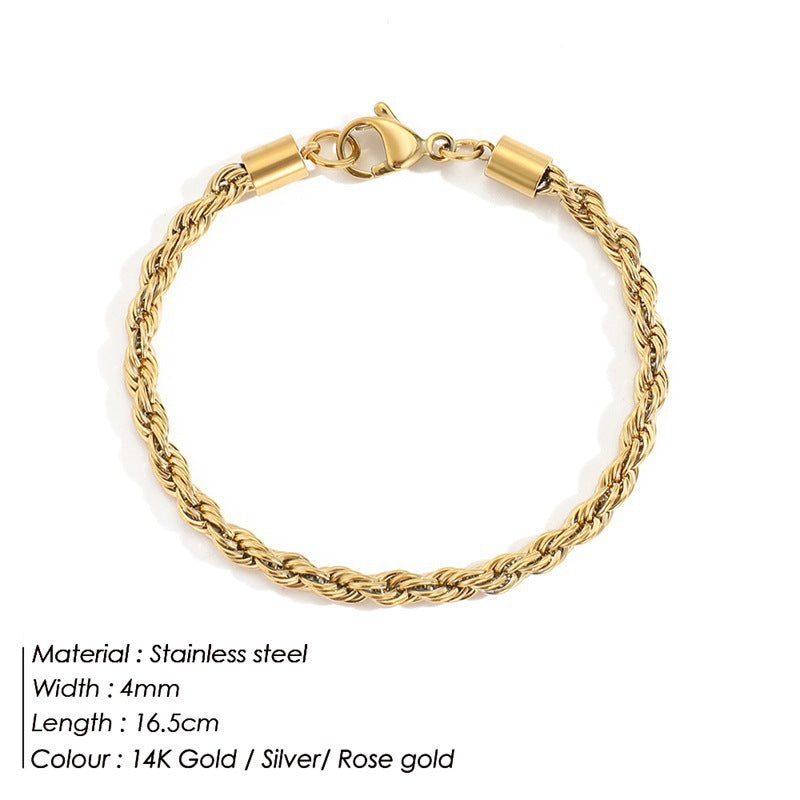 Lady Spiral Stripe Stainless Steel Plating Chain Bracelets