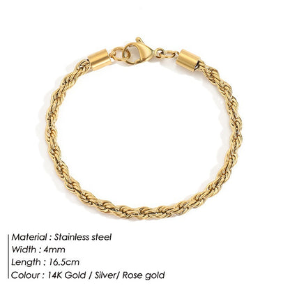 Lady Spiral Stripe Stainless Steel Plating Chain Bracelets