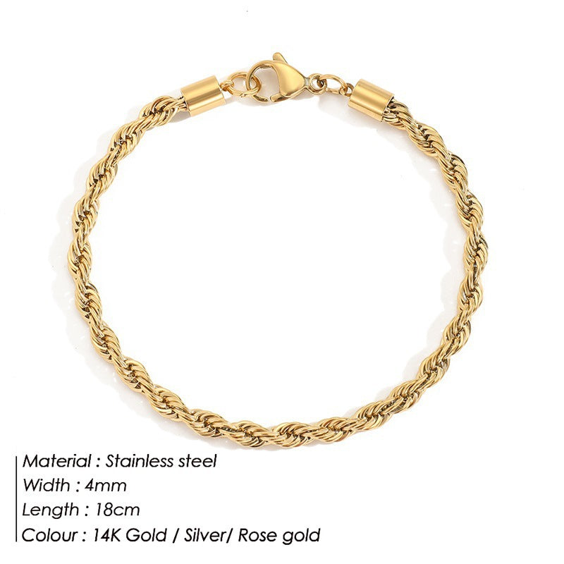 Lady Spiral Stripe Stainless Steel Plating Chain Bracelets