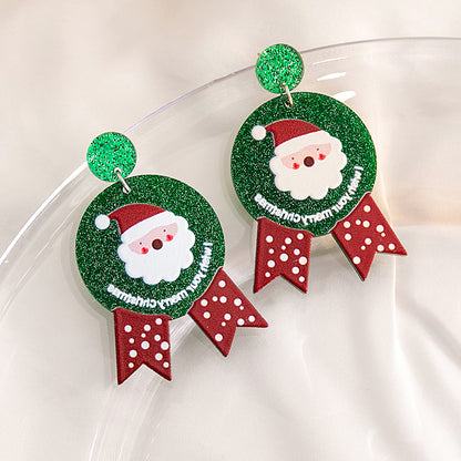 1 Pair Cartoon Style Christmas Tree Plating Arylic Drop Earrings