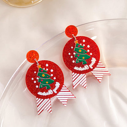 1 Pair Cartoon Style Christmas Tree Plating Arylic Drop Earrings