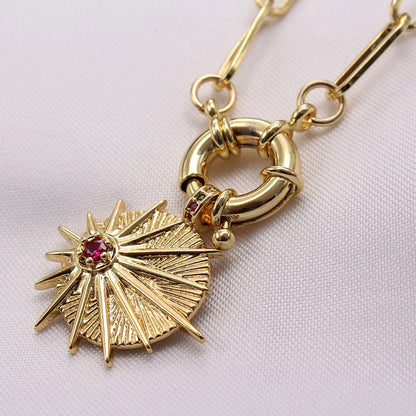 Hip-hop Vintage Style Star Moon Lightning Copper Plating Inlay Zircon Gold Plated Pendant Necklace