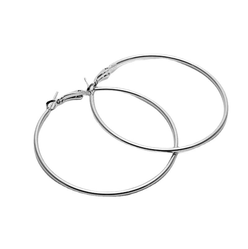 1 Pair Simple Style Solid Color Stainless Steel Hoop Earrings