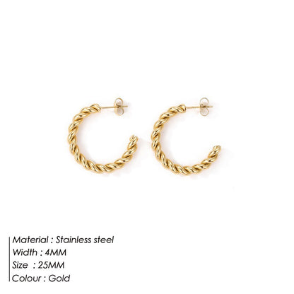 1 Pair Simple Style Twist Plating Stainless Steel Ear Studs