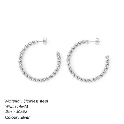 1 Pair Simple Style Twist Plating Stainless Steel Ear Studs