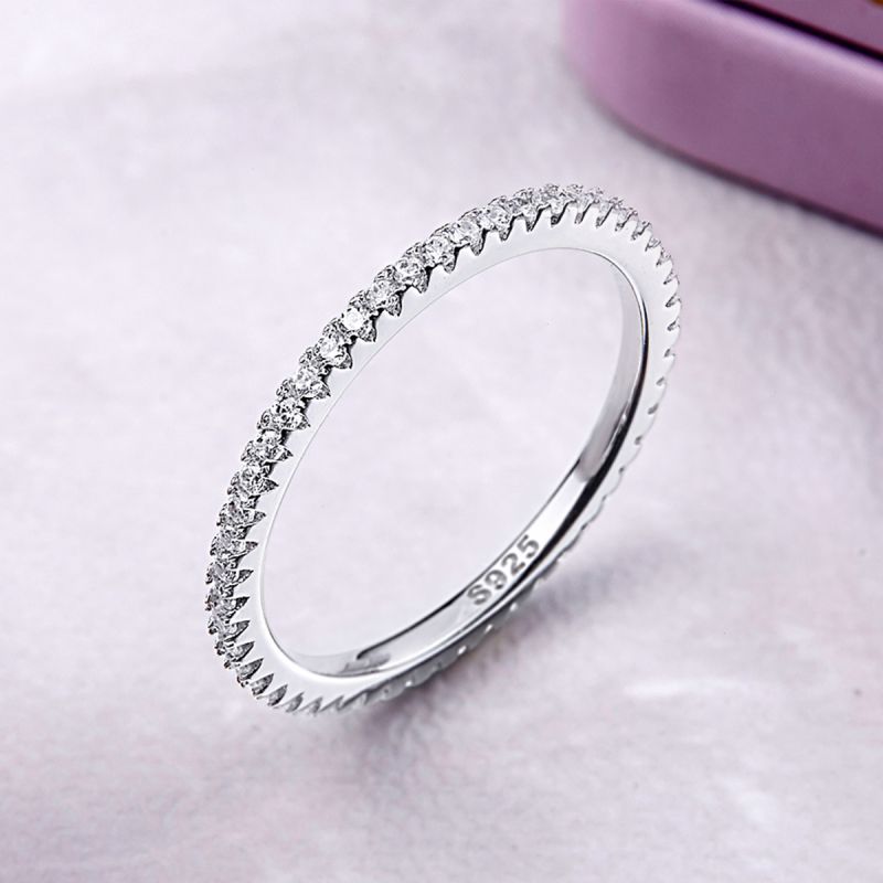 Casual Vacation Solid Color Sterling Silver Inlay Zircon Rings