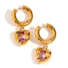 1 Pair Vintage Style Simple Style Heart Shape Plating Inlay Stainless Steel Zircon 18k Gold Plated Drop Earrings