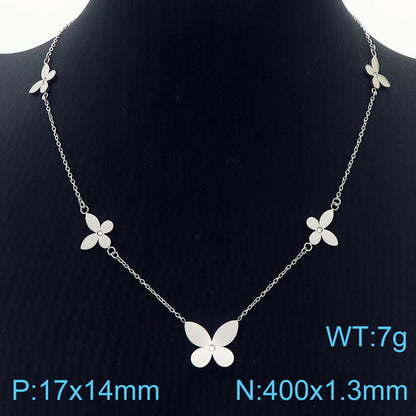 Sweet Simple Style Four Leaf Clover Titanium Steel Plating Inlay Artificial Diamond 18k Gold Plated Bracelets Necklace