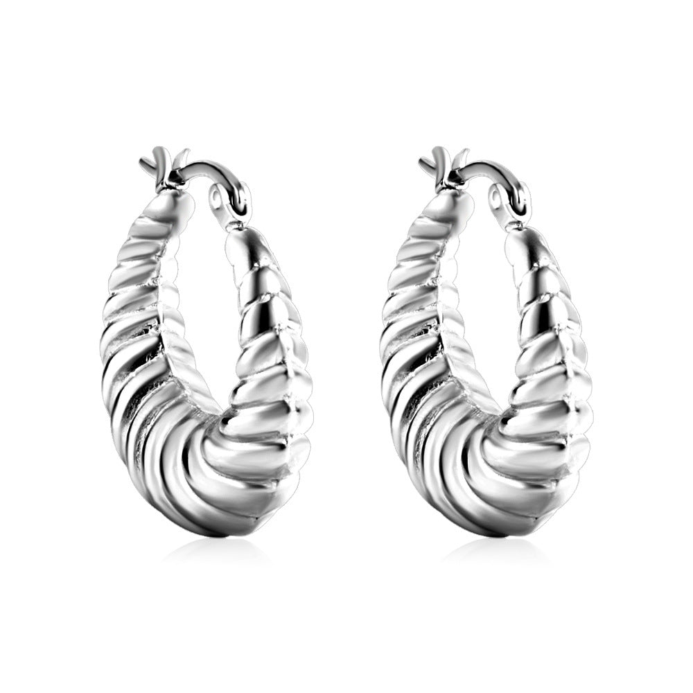 Simple Style U Shape Oval Heart Shape Stainless Steel Plating Earrings 1 Pair