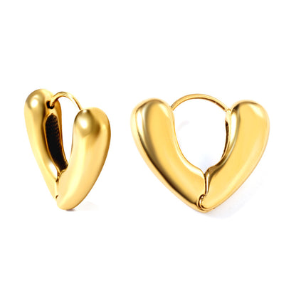 Simple Style U Shape Oval Heart Shape Stainless Steel Plating Earrings 1 Pair