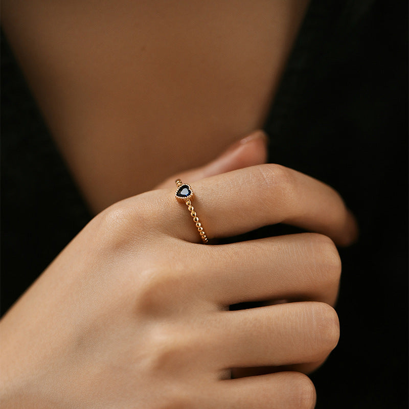 Retro Geometric Copper Inlay Zircon Open Rings