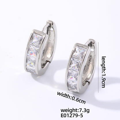 1 Pair Casual Simple Style Shiny Round Plating Inlay Copper Zircon White Gold Plated Earrings